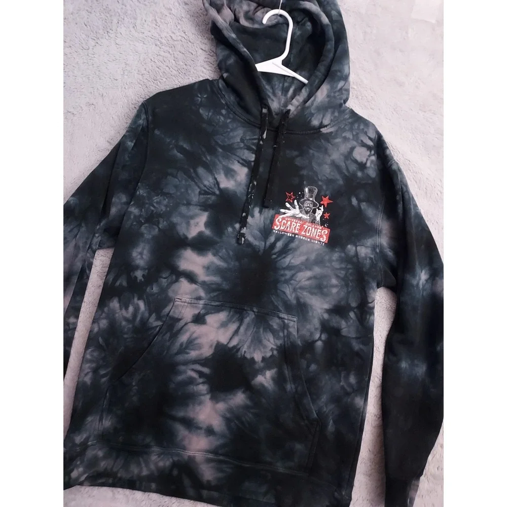 Halloween Horror Nights Hoodie Mens Medium Universal Studios Scare Zones Tie Dye - Picture 2 of 9